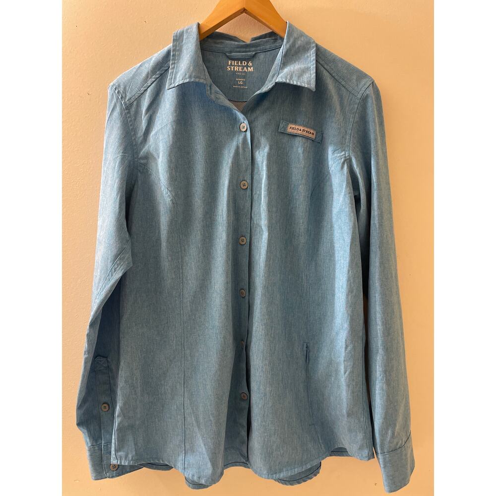 Field & Stream‎ Women's Long Sleeve Size Large Button Up Blue Outdoors Hiking